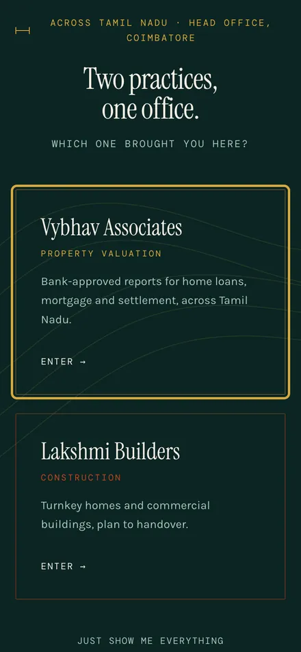 Vybhav Associates website on a phone